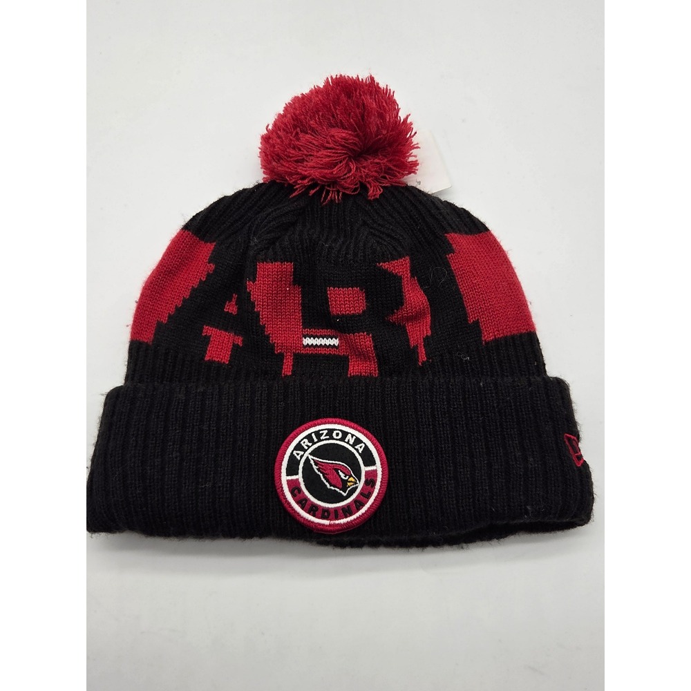 New Era Arizona Cardinals NFL Pom Knit Beanie L/XL Black Red NWT 101-845